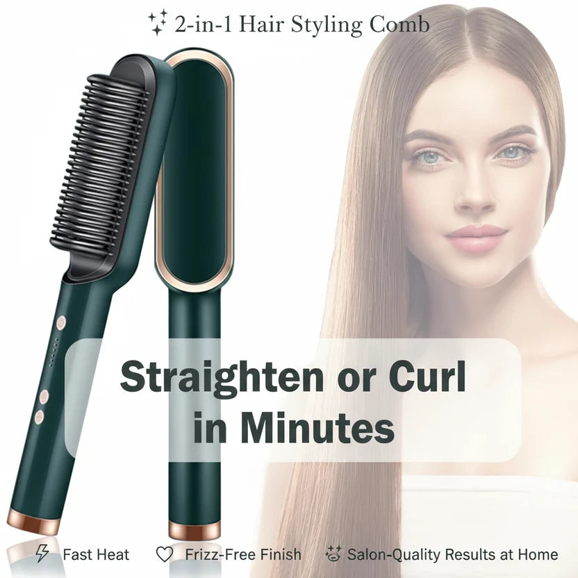 Heated Hair Straightening Comb – Fast Smoothing & Frizz Control