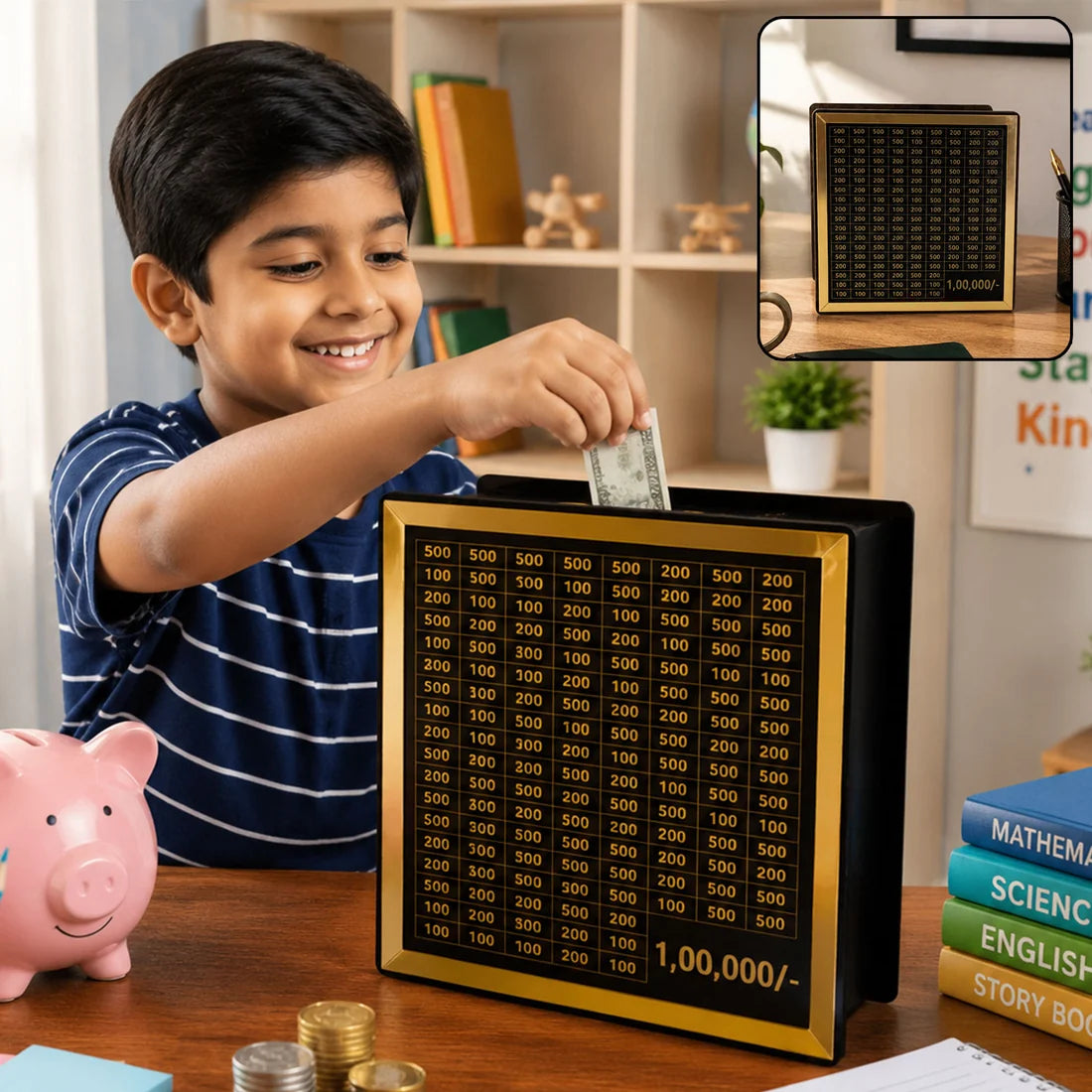 Wooden Money Saving Piggy Bank Box